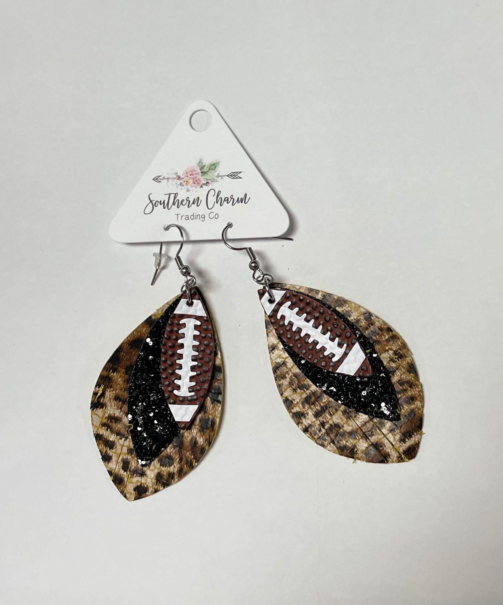 Custom Leopard Fringe Football Earrings